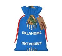 HJLUUFT Bolsa de lino de arpillera con estampado de bandera del estado de Oklahoma, regalos de Navidad, bolsa de regalo para regalos, varios tamaños (S, M)