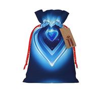 HJLUUFT Bolsa de lino de arpillera con estampado de corazón azul bebé, regalos de fiesta de Navidad, bolsa de regalo para regalos, varios tamaños (S, M)