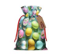 HJLUUFT Bolsa de lino de arpillera con estampado de Feliz Pascua, regalos de fiesta de Navidad, bolsa de regalo para regalos, varios tamaños (S, M)