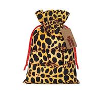 HJLUUFT Bolsa de lino de arpillera con estampado de leopardo divertido, regalos de fiesta de Navidad, bolsa de regalo para regalos, varios tamaños (S, M)