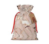 HJLUUFT Bolsa de lino de arpillera con estampado de mármol de oro rosa, regalos de fiesta de Navidad, bolsa de regalo para regalos, varios tamaños (S, M)