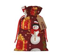 HJLUUFT Bolsa de lino de arpillera con estampado de muñeco de nieve de Feliz Navidad, regalos de fiesta, bolsa de regalo para regalos, varios tamaños (S, M)