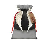 HJLUUFT Bolsa de lino de arpillera con estampado de plumas de ángel, regalos de fiesta de Navidad, bolsa de regalo para regalos, varios tamaños (S, M)