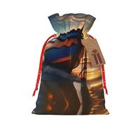 HJLUUFT Bolsa de lino de arpillera con estampado náutico para barco, playa, amanecer, Navidad, fiesta, regalo, bolsa de regalos para regalos, varios tamaños (S, M)