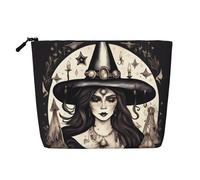 HJLUUFT Bolsa de maquillaje con estampado bohemio de bruja mágica, bolsa de aseo de viaje, bolsas de maquillaje para mujer, organizador de maquillaje, accesorios de tocador, Negro -, Talla única