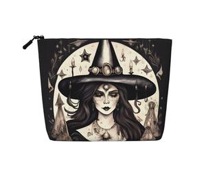 HJLUUFT Bolsa de maquillaje con estampado bohemio de bruja mágica, bolsa de aseo de viaje, bolsas de maquillaje para mujer, organizador de maquillaje, accesorios de tocador, Negro -, Talla única