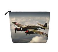 HJLUUFT Bolsa de maquillaje con estampado de avión de la Segunda Guerra Mundial, bolsa de aseo de viaje, bolsas de maquillaje para mujer, organizador de maquillaje, accesorios de tocador, Negro -,