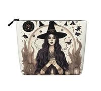 HJLUUFT Bolsa de maquillaje con estampado de bruja mágica, diseño bohemio, bolsa de aseo de viaje, bolsas de maquillaje para mujer, organizador de maquillaje, accesorios de tocador, Negro -, Talla