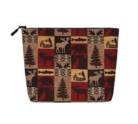 HJLUUFT Bolsa de maquillaje con estampado de ciervos y peces de Lodge, bolsa de aseo de viaje, bolsas de maquillaje para mujer, organizador de maquillaje, accesorios de tocador, Negro -, Talla única