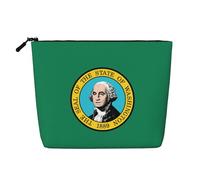 HJLUUFT Bolsa de maquillaje con estampado de la bandera de Washington, bolsa de aseo de viaje, bolsas de maquillaje para mujer, organizador de maquillaje, accesorios de tocador, Negro -, Talla única