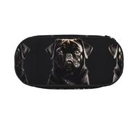 HJLUUFT Bolsa de maquillaje con estampado de perro carlino negro con cremallera