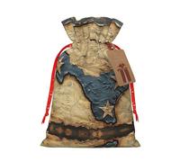 HJLUUFT Bolsa de regalo de Navidad con estampado de mapa de Texas con cordones y etiqueta de regalo, bolsa de arpillera, regalos de boda y fiesta de Navidad