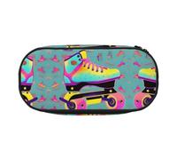 HJLUUFT Bolsa organizadora con cremallera para maquillaje, con estampado de patines de ruedas coloridas