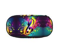 HJLUUFT Bolsa organizadora con cremallera para maquillaje y cosméticos, con estampado de notas musicales coloridas