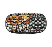 HJLUUFT Bolsa organizadora de maquillaje con cremallera y diseño de gato de dibujos animados, Black, Talla única, Bonito