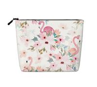 HJLUUFT Bolsas de maquillaje de viaje con estampado floral y flamencos, bolsa organizadora de cosméticos de gran capacidad, bolsa de aseo para mujer, color negro, talla única, Black, Talla única