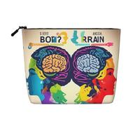 HJLUUFT Bolsas de maquillaje de viaje con impresión de ventaja para cerebro izquierdo y derecho, bolsa organizadora de cosméticos de gran capacidad, bolsa de aseo para mujer, Negro -, Talla única