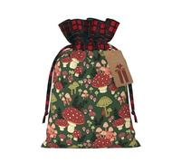 HJLUUFT Bolsas de Navidad con estampado artístico de hongos brillantes para regalos de compañeros de trabajo, bolsas de regalo de arpillera con cordón