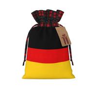 HJLUUFT Bolsas de Navidad con estampado de bandera alemana para regalos de compañeros de trabajo, bolsas de regalo de arpillera con cordón