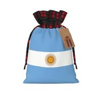 HJLUUFT Bolsas de Navidad con estampado de bandera argentina para regalos de compañeros de trabajo, bolsas de regalo de arpillera con cordón