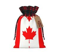 HJLUUFT Bolsas de Navidad con estampado de bandera canadiense para regalos de compañeros de trabajo, bolsas de regalo de arpillera con cordón