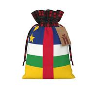 HJLUUFT Bolsas de Navidad con estampado de bandera de África Central para regalos, compañeros de trabajo, Navidad, bolsas de regalo de arpillera con cordón