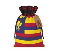 HJLUUFT Bolsas de Navidad con estampado de bandera del Reino de Hawaii para regalos de compañeros de trabajo, bolsas de regalo de arpillera con cordón