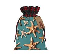 HJLUUFT Bolsas de Navidad con estampado de concha de mar para regalos de compañeros de trabajo, bolsas de regalo de arpillera con cordón