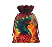 HJLUUFT Bolsas de Navidad con estampado de fénix para regalos de compañeros de trabajo, bolsas de regalo de arpillera con cordón