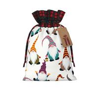 HJLUUFT Bolsas de Navidad con estampado de gnomos divertidos para regalos de compañeros de trabajo, bolsas de regalo de arpillera con cordón