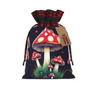 HJLUUFT Bolsas de Navidad con estampado de hongos mágicos para regalos de compañeros de trabajo, bolsas de regalo de arpillera con cordón