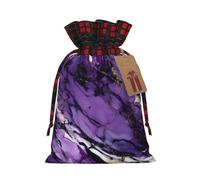 HJLUUFT Bolsas de Navidad con estampado de mármol morado para regalos de compañeros de trabajo, bolsas de regalo de arpillera con cordón
