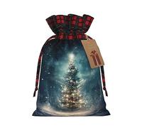 HJLUUFT Bolsas de Navidad con estampado de nieve para regalos de compañeros de trabajo, bolsas de regalo de arpillera con cordón