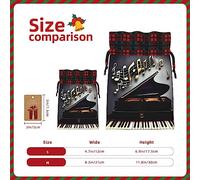 HJLUUFT Bolsas de Navidad con estampado de pianos de notas musicales para regalos de compañeros de trabajo, bolsas de regalo de arpillera con cordón