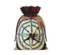 HJLUUFT Bolsas de Navidad con estampado de viaje marítimo para regalos de compañeros de trabajo, bolsas de regalo de arpillera con cordón