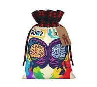 HJLUUFT Bolsas de regalo de arpillera con diseño de cerebro izquierdo y derecho con estampado de ventaja de cerebro de Navidad con cordón para regalos de compañeros de trabajo
