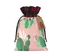 HJLUUFT Bolsas de regalo de arpillera con estampado de cactus tropicales de Navidad con cordón para regalos de compañeros de trabajo