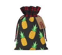 HJLUUFT Bolsas de regalo de arpillera con estampado de piña amarilla con cordón para regalos de compañeros de trabajo