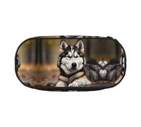 HJLUUFT Bonita bolsa de cosméticos con estampado de huskys Kawaii, estuche organizador con cremallera