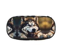 HJLUUFT Bonita bolsa de maquillaje con estampado de husky Kawaii, estuche organizador con cremallera