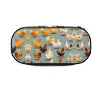 HJLUUFT Bonita bolsa de maquillaje con estampado de pollo para cosméticos, estuche de lápices Kawaii, organizador con cremallera