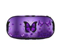 HJLUUFT Bonito estuche con estampado de mariposas moradas, simple, resistente, multifuncional, organizador de papelería de oficina