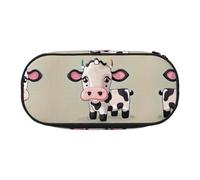 HJLUUFT Bonito estuche con estampado de vaca blanca, simple, resistente, multifuncional, organizador de papelería de oficina