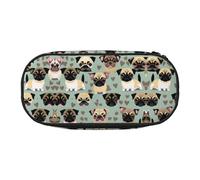 HJLUUFT Bonito estuche de maquillaje con estampado de carlino de chihuahua, bolsa organizadora con cremallera, Negro -, Talla única, Lindo