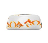 HJLUUFT Bonito estuche de piel de pez medio redondo portátil para viajes, maquillaje, ideal para lápices, bolsa de maquillaje y almacenamiento diario. Elegante