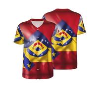HJLUUFT Camiseta de sóftbol de la bandera de Venezuela, camiseta de béisbol personalizada con sentido hip-hop, botones de béisbol personalizados para hombre, Blanco, L