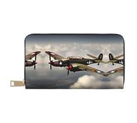 HJLUUFT Cartera de avión de la Segunda Guerra Mundial para mujer, diseño delgado y minimalista, ideal para tarjetas de crédito y dinero en efectivo, piel sintética, cremallera de metal, Blanco, Talla