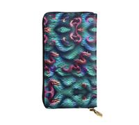 HJLUUFT Cartera funcional para mujer con diseño de escamas de dragón mágico en 3D, elegante y delgado, tarjetero con piel sintética y cremallera de metal, Negro -, Talla única, Classic