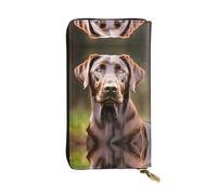 HJLUUFT Carteras marrones de Labrador Retriever para mujer, elegante cartera para mujer, piel sintética, cremallera de metal, delgada y compacta, cartera de mano para mujer, Negro -, Talla única,