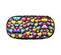 HJLUUFT Colorido estuche de maquillaje con estampado de corazones y arcoíris, bolsa organizadora con cremallera